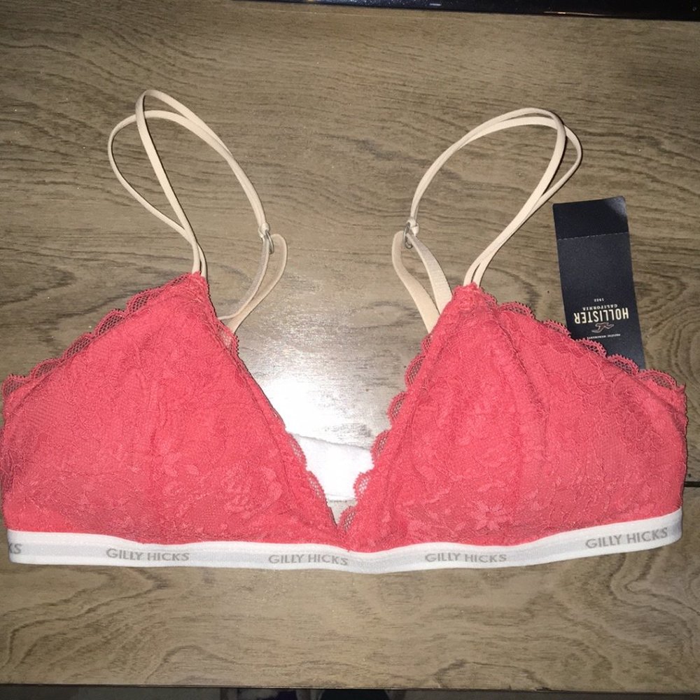 hollister coral lace bra medium